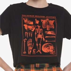 Black & Orange Skeletal Anatomy Boxy Girls Crop
T-Shirt